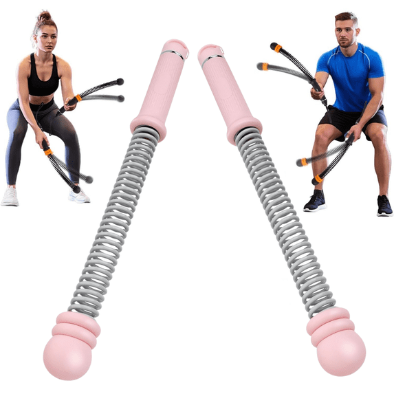 Portable Ropeless Battle Ropes, Adjustable Weights Cordless Battle Ropes for Home Gym with 2 Pack, Weighted Exercise Equipment for Low-Impact Workout, Strength & HIIT, for Men & Women (Pink)
