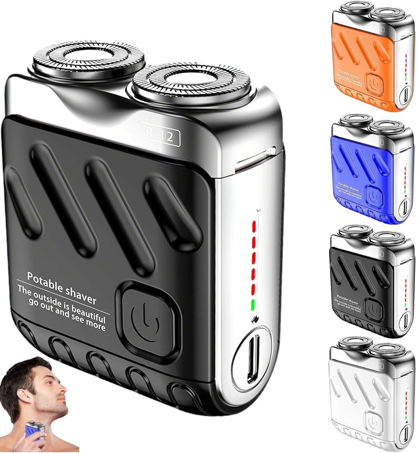 Portable Rotary Dual Ring Electric Shaver, 2025 Waterproof Beard Shaver ...