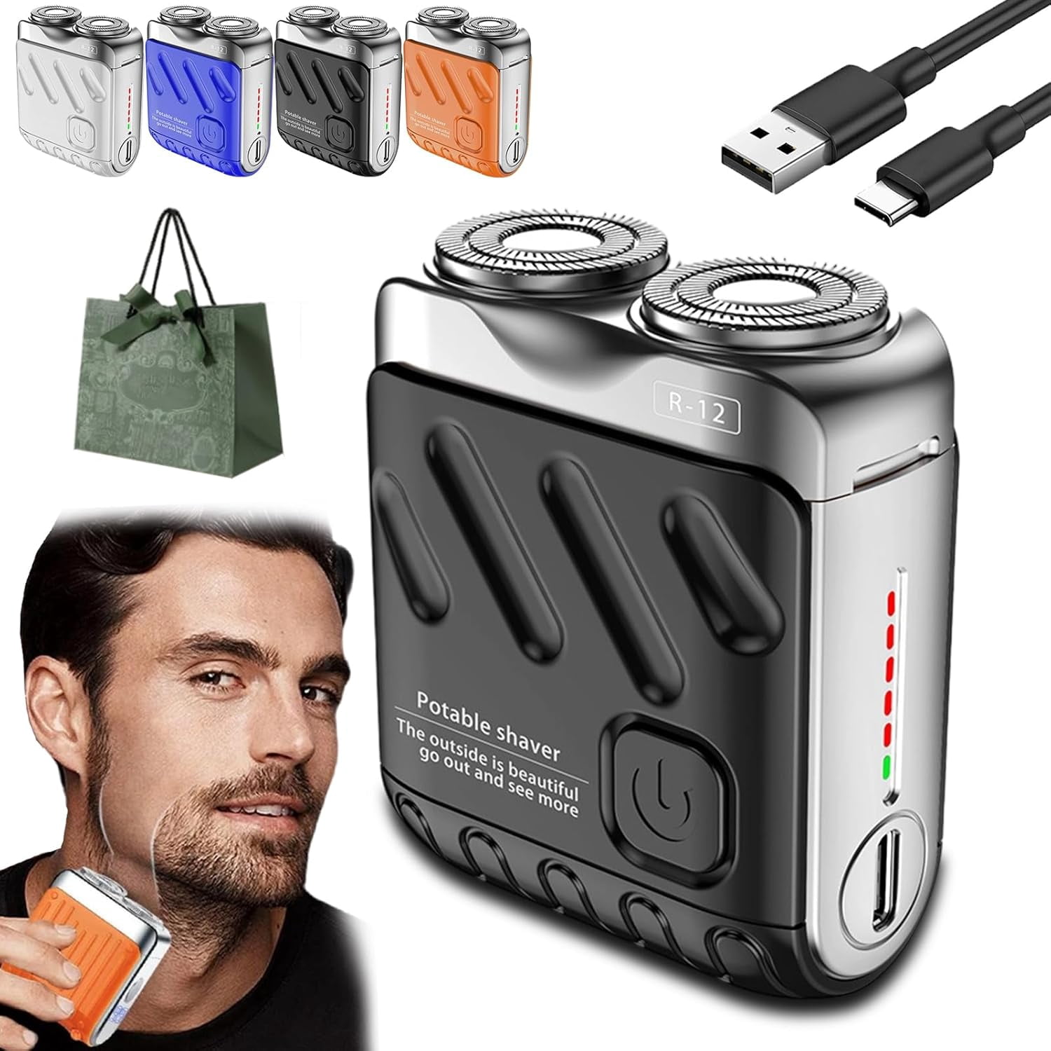 Mini Shaver Razor Usb Portable Rotary Dual Ring Electric Shaver, Mini Magnetic Rechargeable ...