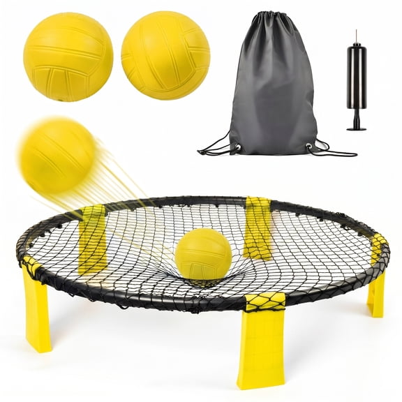 Portable Roundnet Game Set, Outdoor Beach Game with 2 Balls, Sturdy Net & Carry Bag for Beach, Backyard, Lawn, Park, Camping and Gathering