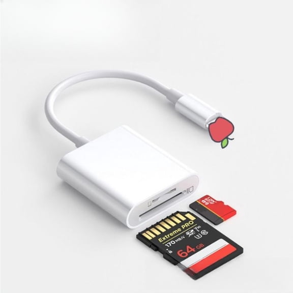 Portable SD & TF Card Reader, Lightning to Memory Card Adapter for Photos & Videos Transfer