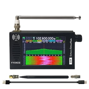 Portable SDR DSP Radio Receiver with 4.3" Touchscreen 100KHz149MHz Full Band SSB/AM/FM/CW 192kHz Spectrum Waterfall Display Rechargeable 5000mAh Battery Aluminum Alloy Case
