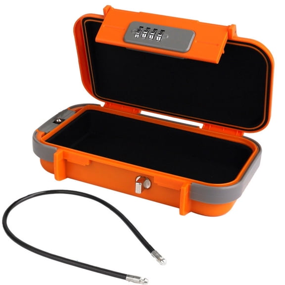 Portable Safe Box 4 Digit Combination Lock Box Waterproof Travel Security Case with Removable Steel Wire Cable