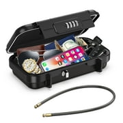 Portable Safe Box for Money, AMIR Combination Security Case Waterproof Anti-Theft Mini Safe Box for Cash Jewelry Money  Cellphone Travel Business Trip Black