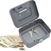 Puwuzcl Portable Safe Metal Money Boxes for Cash, Small Saving Money Lock Box with Slot, for Daily Use Household and Traveling, Silver