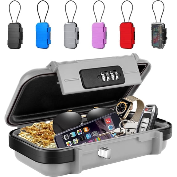 Portable Safe with Removable Chain, Anti- Beach & Travel Safe Box, Combination Lock Box for Dorm, Hotel, , , Office