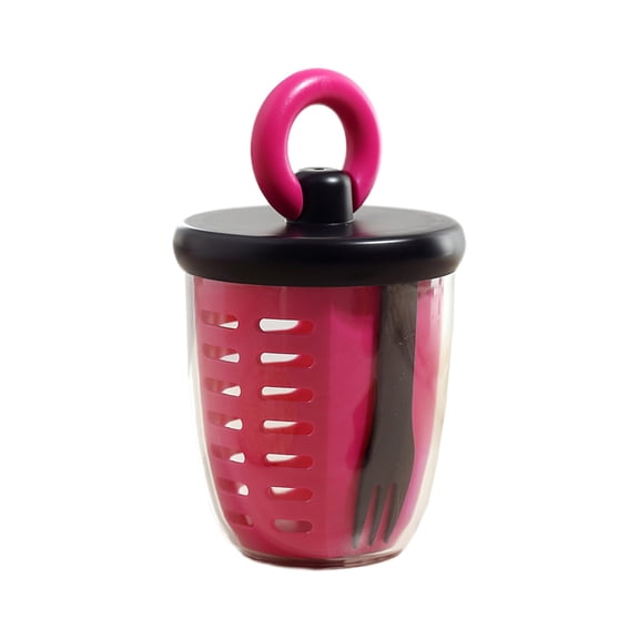 Portable Salad Cup Container,Leak Proof Food Storage Cup With Fork,Double Layer Drain Design Fresh Keeping Portable Salad Cup Container,Suitable For Meal Prep Travel Portable Salad Cup Container