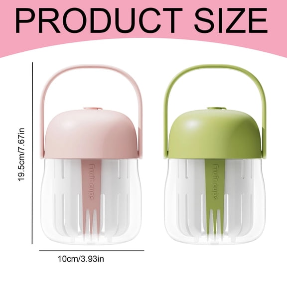Portable Salad Cup - Fruit Vegetable Snack Container with Lid - BPA Free Lunch Cup for Salad Fruit Yogurt - On The Go Food Container - Cream Pink
