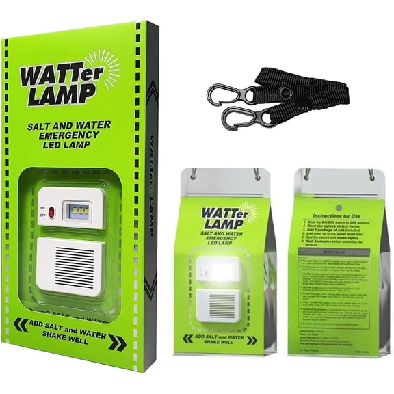 Portable Salt Water Emergency Lamp, No Battery Camping Lantern Survival Gear with Rope, Waterproof LED Light for Power Outage Hurricane Hiking Fishing(Q)