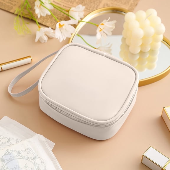 Portable Sanitary Napkin Storage Bag, Waterproof Period Pouch with Handle, Small Multi-Use Cosmetic and Change Bag, for Travel, Home, and Outdoor Use