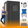thumbnail image 1 of Portable Sauna Box for Home, 35.43in x 35.43in x 70.86in SPA Steam Sauna with 15 Levels Heat, Warm Sauna Tent with 3L/1200W Steamer, Folding Chair, Remote Control, Foot Massager for Body Relaxation, 1 of 10
