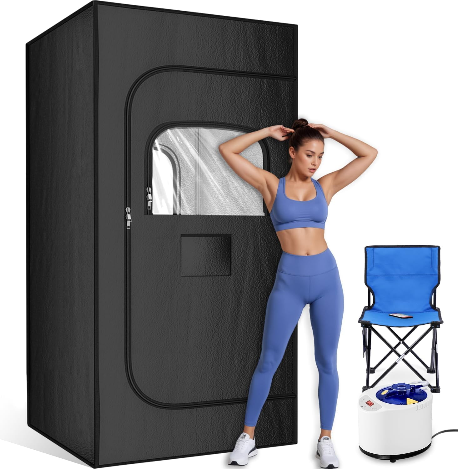 Portable Home Sauna Tent With 1500W Steamer & Remote - Personal Steam Spa For Indoor/Outdoor Relaxation