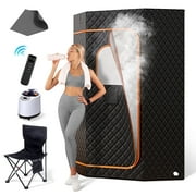 Portable Sauna Tent for Home, Novashion Personal Steam Sauna Box, with 3L&1200W Steamer, 15 Levels Heating, 60 Minutes Timer, Chair, Remote Control, Black