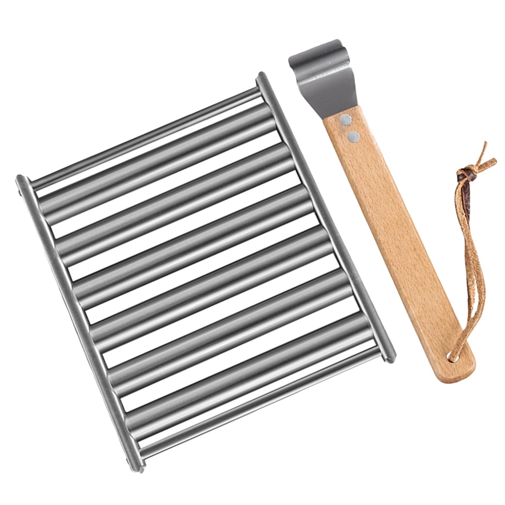 RENACLIPY Folding Sausage Grilling Rack Stainless Steel and Wood ...