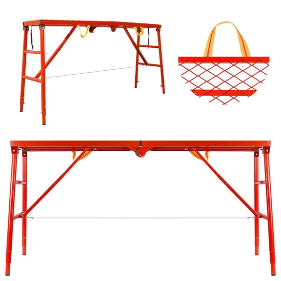 Portable Scaffolding Platform, 691552.7 Adjustable Height Work Bench, 770 LBS Load Capacity Foldable Steel Scaffold, for Construction, Painting, Renovation Projects