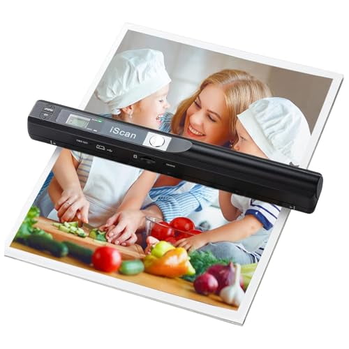 Portable Scanner, 900 DPI Handheld Photo Scanner for A4 Documents, JPG PDF Format, Wand Document Scanner, Uploads Images to Computer Via USB Cable (Black)
