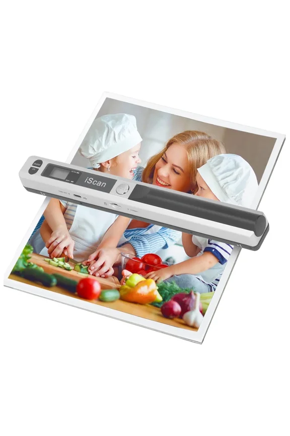 Portable Scanner, Photo Scanner for A4 Document Scanner 900DPI Handheld Scanner JPG/PDF Formate LCD Display for Business Image Picture Receipts Books Pages Texts, Support SD/TF Card (Silver)
