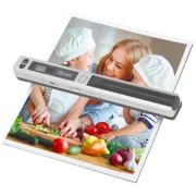 Portable Scanner, Photo Scanner for A4 Document Scanner 900DPI Handheld Scanner JPG/PDF Formate LCD Display for Business Image Picture Receipts Books Pages Texts, Support SD/TF Card Silver
