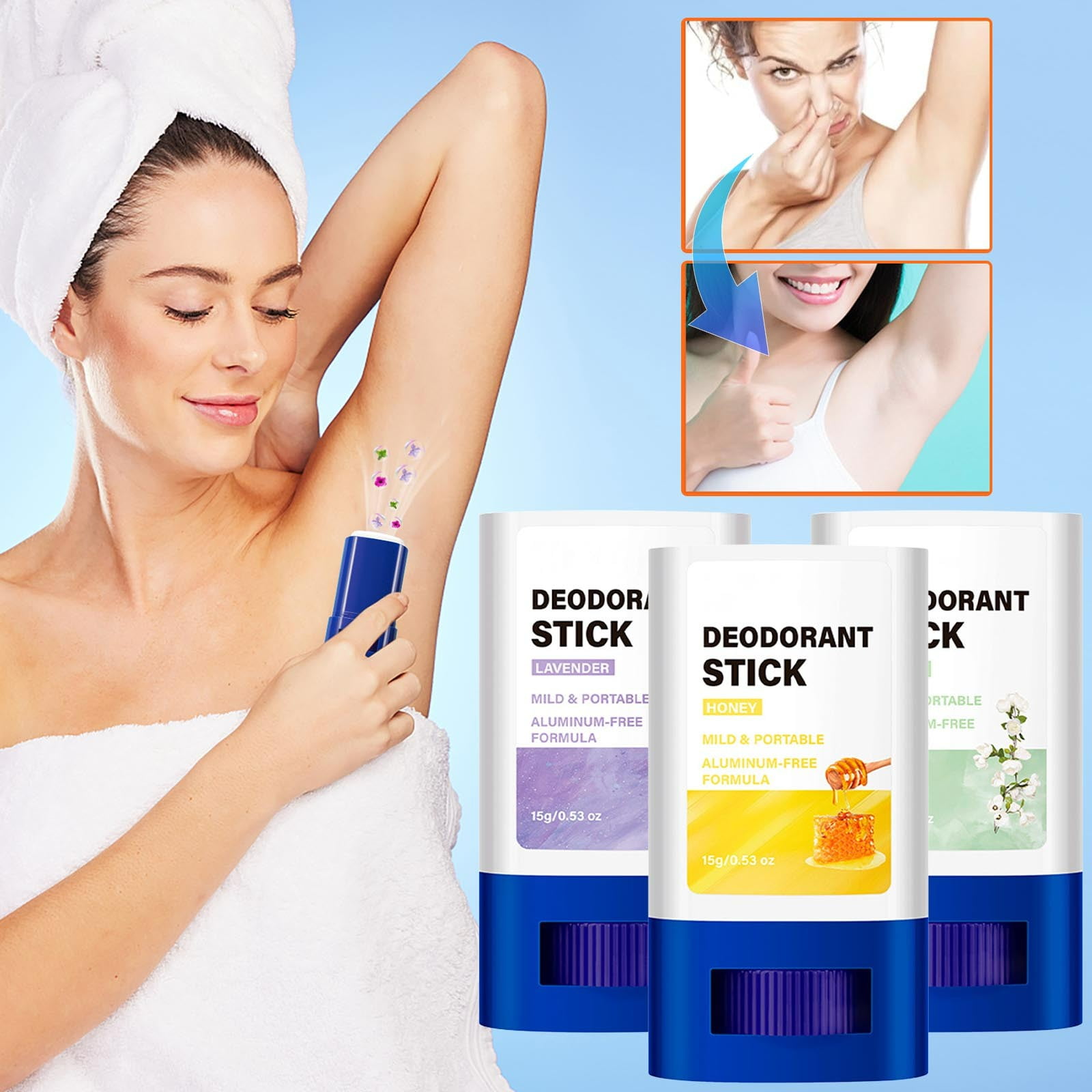 Portable Scented Deodorant Stick for Women & Men - Long-Lasting Sweat Protection, Soothing Underarm Body Lotion, Compact Travel Size, Universal for All Skin Types, Fresh Scent Body Balm