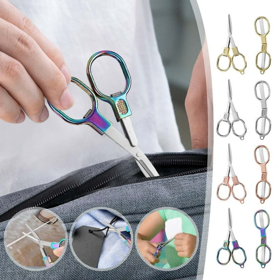 Portable Scissors Stainless Steel Folding Mini Travel Pocket Scissors for Crafting Sewing and Office Use with Safety Lock and Compact Design for Travelers Learners and Everyday Carry Topliu