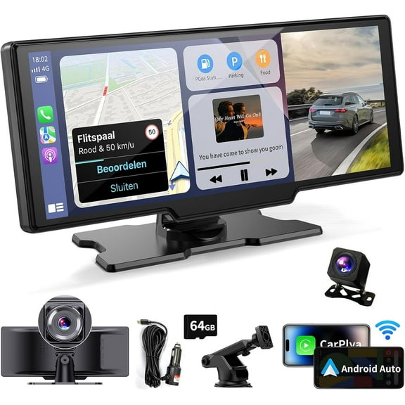 Portable  Screen for  - 10.26Inch  &   Touch Stereo, with 4K Dash Cam, Backup Camera,,GPS Navigation