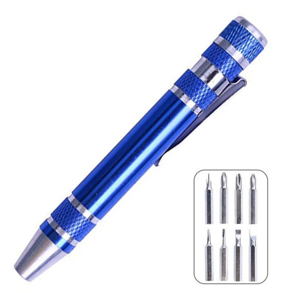 Portable Screwdriver with 8 Interchangeable Bits with Tip for Electronic Device Maintenance