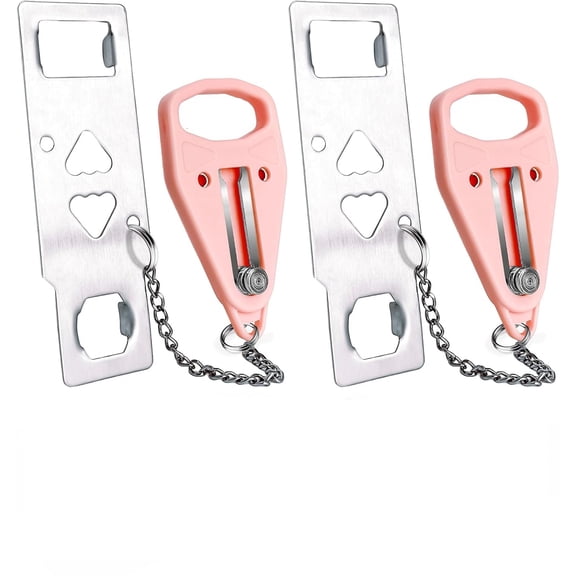 Portable Security Door Locker Travel Lockdown Locks for Additional Safety and Privacy Perfect for Traveling Hotel Home Apartment College-Pink(2 Pack)