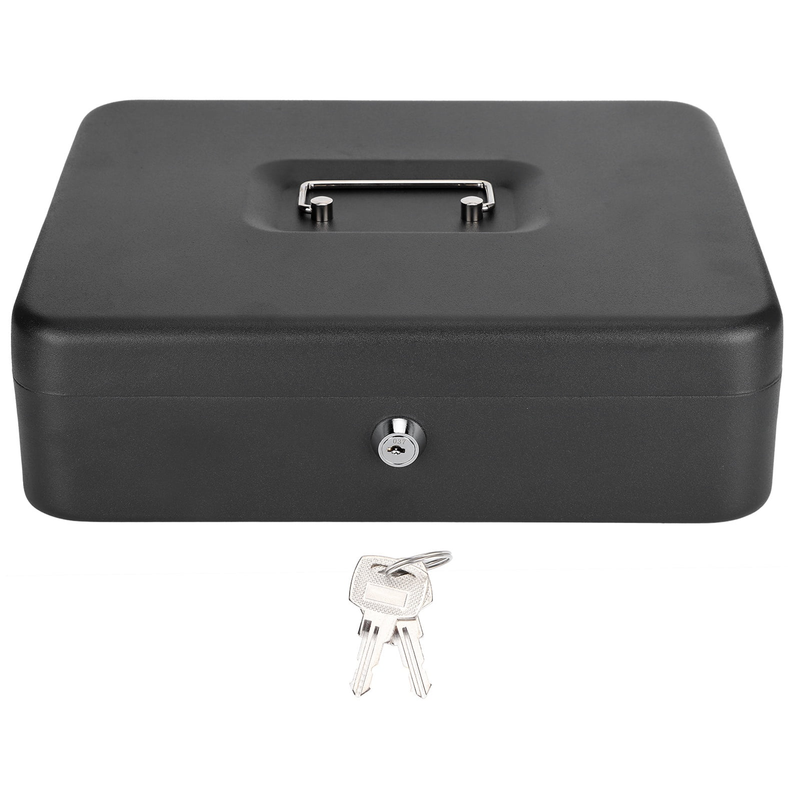 Portable Security Lockable Cash Box Tiered Tray Money Drawer Safe