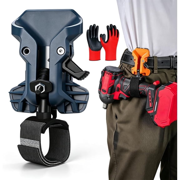 Portable Self-Locking Power Tool Holster, Heavy Duty Quick Release Drill Belt Clip for Drills Impact Drivers Hammers, Universal Tool Belt Accessories for Construction Electricians Carpenters