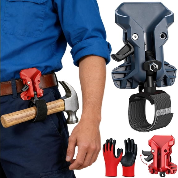 Portable Self-Locking Power Tool Holster, Quick Draw Drill Holder for Tool Belt, Universal Cordless Drill Belt Clip with Elastic Strap for Construction Electricians DIY
