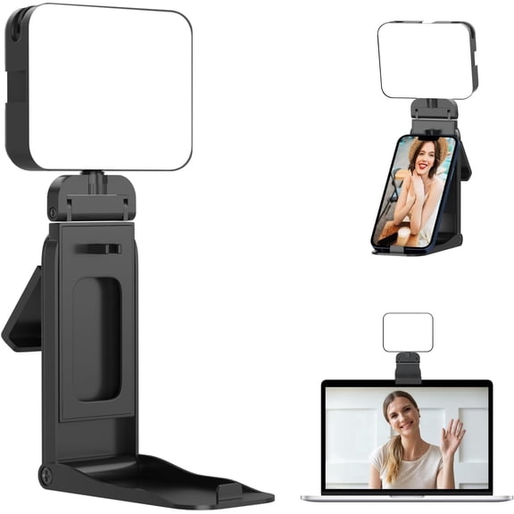 Portable Selfie Light, LED Streaming Lighting with Adjustable Brightness, Light for Video Conference Live Streaming, Desk Selfie Ring Light, PC Camera Webcam Light for Video Calls/Zoom Meetings