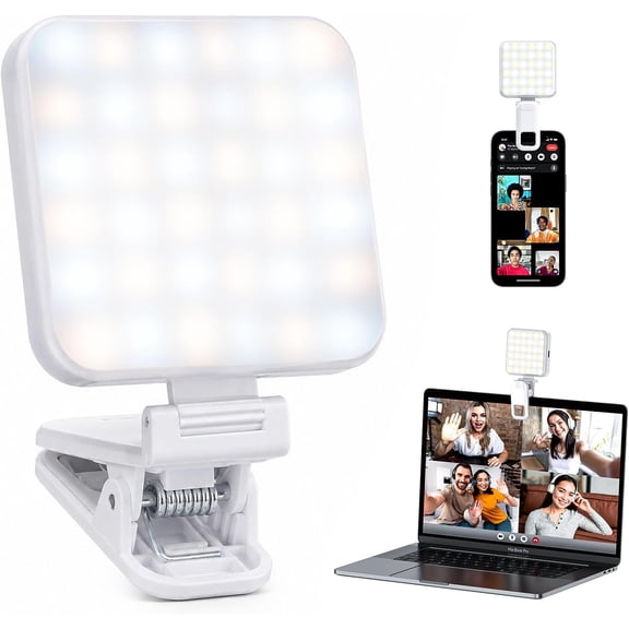 Portable Selfie Light for iPhone: Rechargeable Phone Fill Lights, Ring Light for Camera Picture, Makeup Photo, Video Conferences, Laptop Use, Zoom Meetings, TikTok, Vlog Photography
