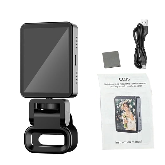 Portable Selfie Monitor Vlogging 2.4 Inch Magnetic Selfie Monitor Screen, BT Connection, Wireless Rear Camera Mirror with Universal Clip, Adjustable Focus, Fit for IOS Phones Tablets Vlog Live
