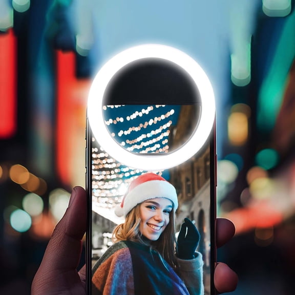 Portable Selfie Ring Light, Clip-On Phone Fill Light with 3 Modes, USB Charging for Makeup, Live Video, Photo Lighting