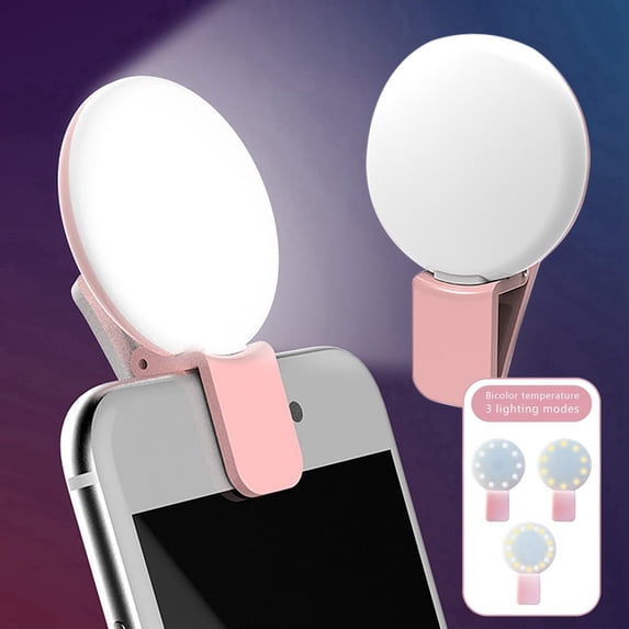 Portable Selfie Ring Light with Adjustable Brightness and Color Temperature for Live Streaming Beauty Fill Light