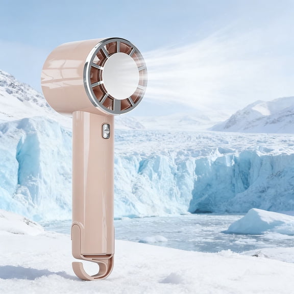 Portable Semiconductor Ice Cool Hand Fan With Carabiner Clip,3 Wind Speed Settings Long Lasting Battery,Universal USB Charging Compact Wearproof Cooling Device For Hiking,Camping Trip(Pink)