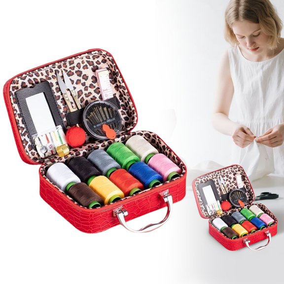 Portable Sewing Kit Cozival Portable 18-Piece Sewing Kit in A Case - Includes Big & Thin Needles, Thread, and Tools for Diy Handmade Crafts, Mending, and Beginners, Beginner Sewing Kit, A