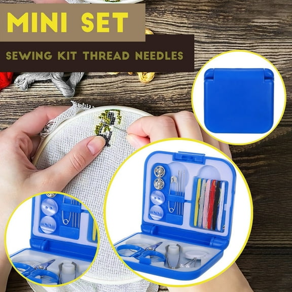 Portable Sewing Kit Set,1 Sewing Box Set,Case Plastic Thread Sewing Scissors Outdoor Travel Kit Needles Set Textiles