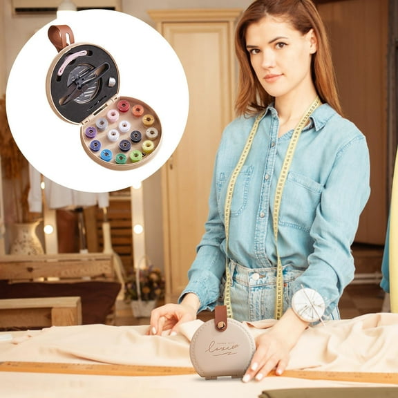 Portable Sewing Kit for Travel | Multi-Function Sewing Box with Scissors, Thread, Needles & Accessories | Abs Leather Sewing Bag for Students & Dorm