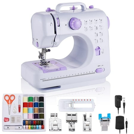 Portable Sewing Machine, 12 Stitches Mini Sewing Machine Handheld Electric Sew Machines for Beginners Kids with LED Light,White