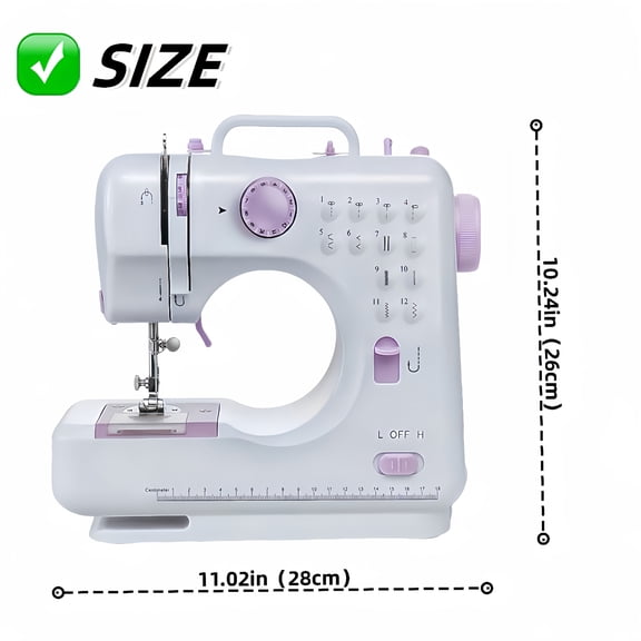 Sewing Machine Portable, Built-in 12 Needles, Overlock Function, Light Purple, Sewing Accessories, Suitable For Home, School, Daily Sewing, Mother'S Day Gift-Christmas Gift, Valentine'S Day Gift