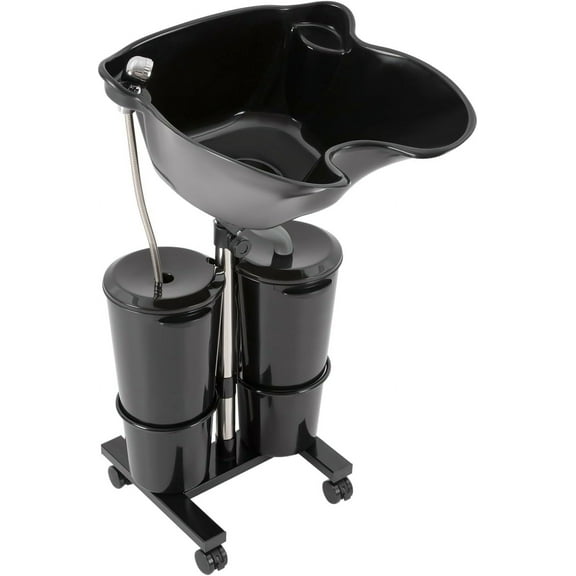 Portable Shampoo Bowl with Electric Pump, Adjustable Height Shampoo Basin, Dual Bucket Design Hair Washing Basin, Free Standing Shampoo Basin for Barbershop Stylists and Home