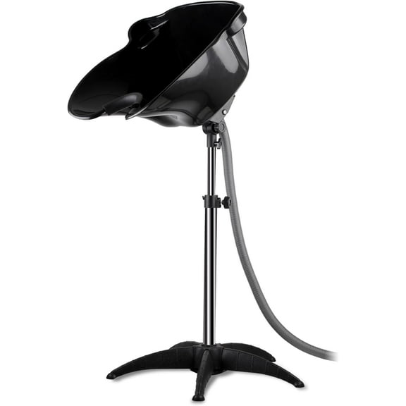 Portable Shampoo Bowl - Height & Angle Adjustable Hair Washing Basin for Home/Salon Use - Shampoo Sink Includes 1.5m Drain Pipe - Black