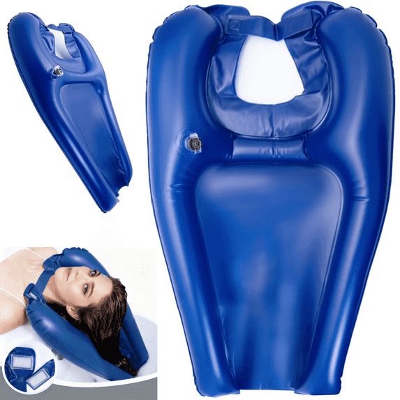 Inflatable Hair Washing Sink for Wheelchair -Portable shampoo bowls at home for handicapped, kids, seniors. Hair Washing Basin for Bedridden