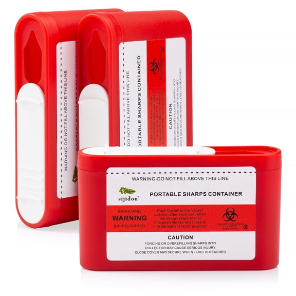 Portable Sharps Container for Travel and Home Use, 3-Pack, 70ml Capacity
