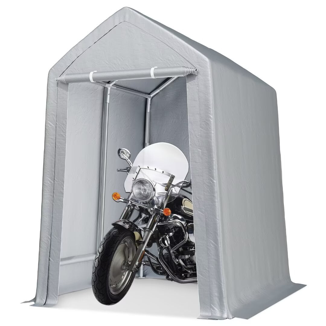 Portable Shed Carport Canopy 6x8 ft Waterproof Heavy Duty All-Season Portable Garage with Roll-up Zipper Door for Motorcycle, Bike, Garden Tools