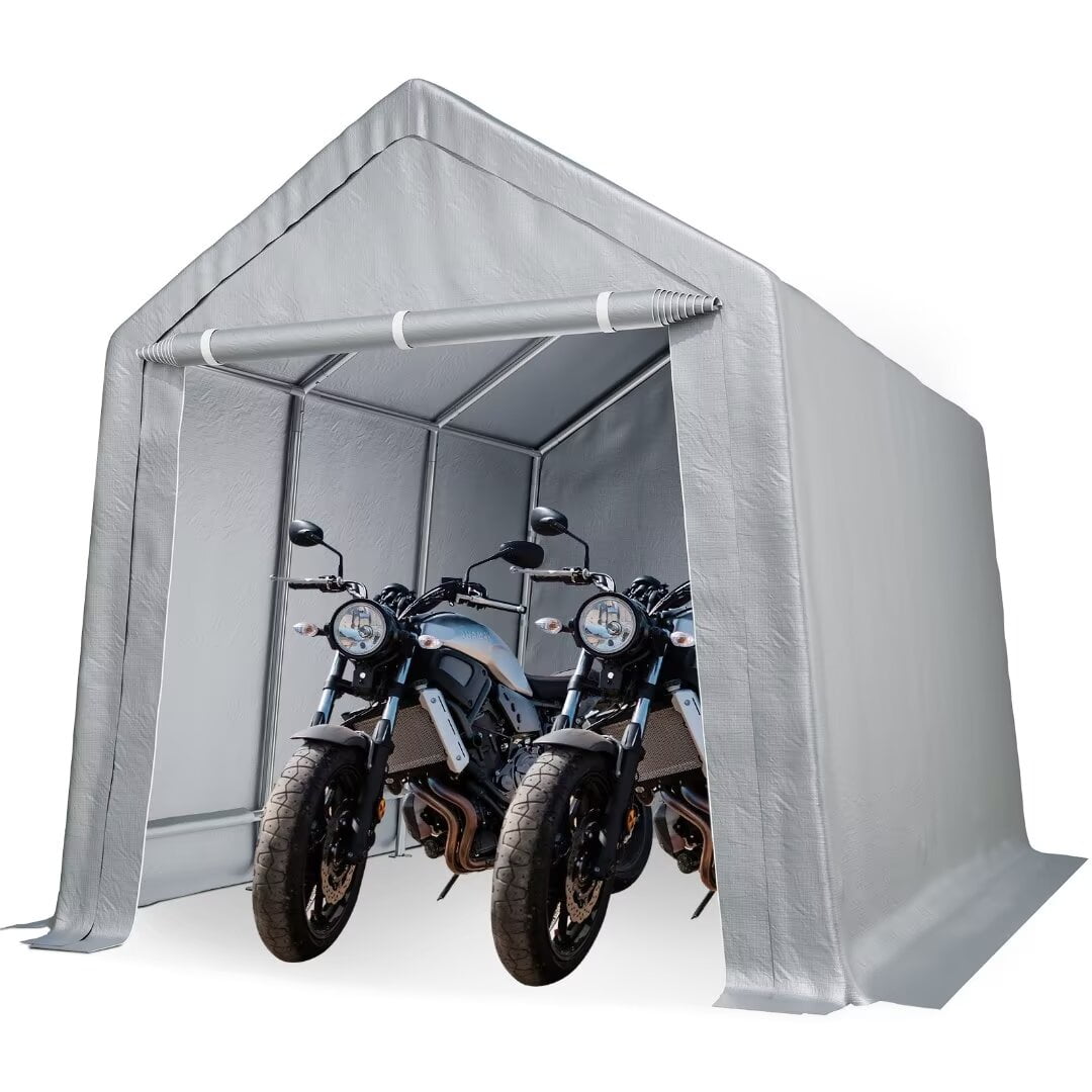 Gray 8x14 ft Waterproof Portable Carport Canopy with Windows