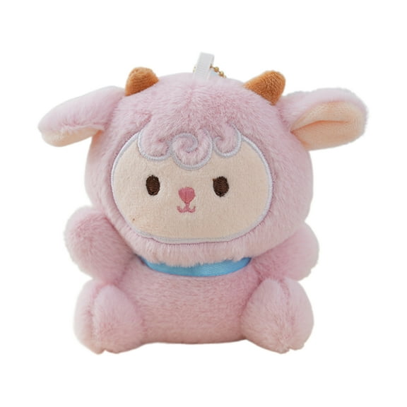 Portable Sheep Plushie Cartoon Sheep Plush Toy with Bead Chain Stuffed Lamb Animal Plushie Keychain Pendant Decoration Backpack Ornament Birthday Gift