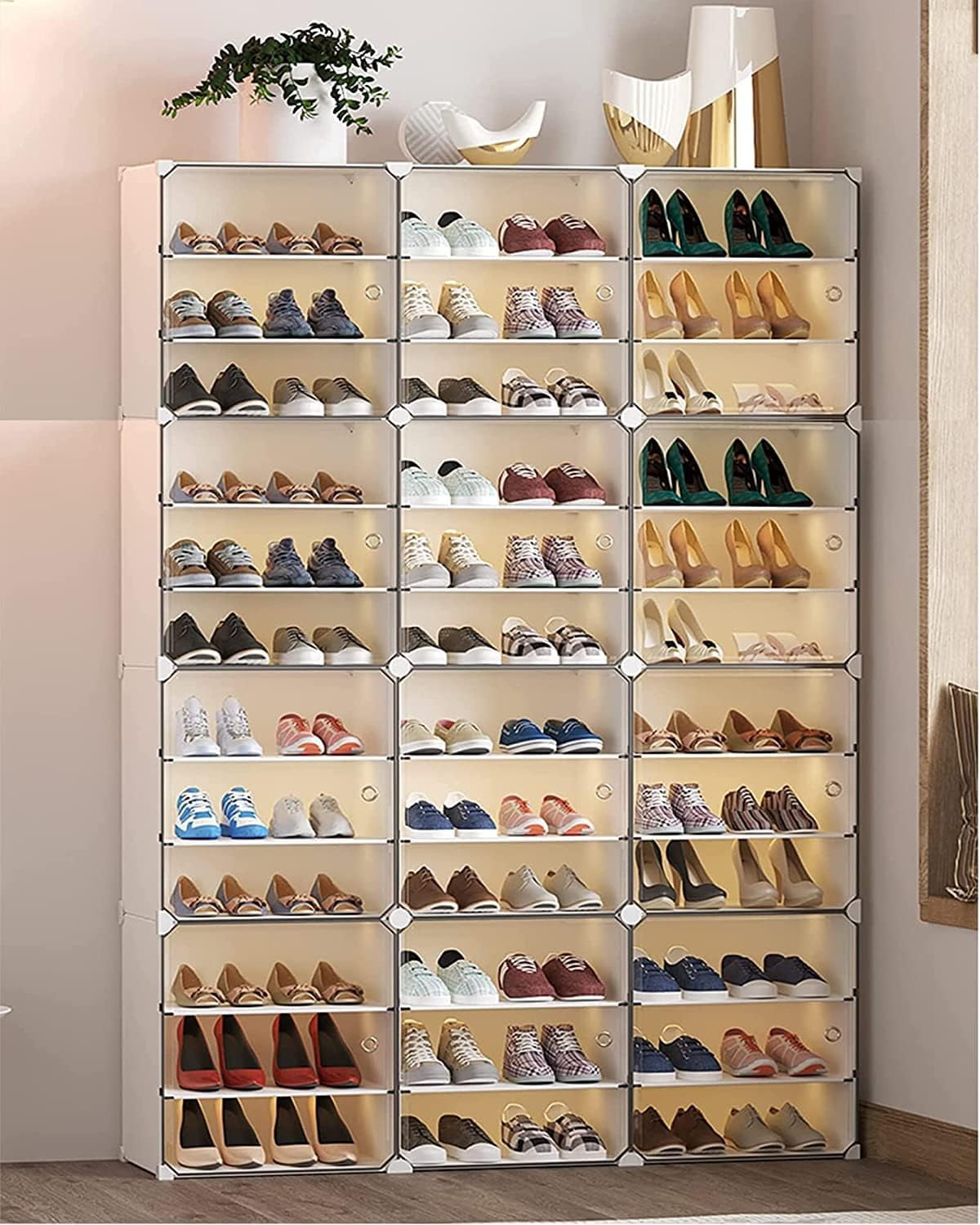 Portable Shoe Rack Organizer,72 Pair Transparent Plastic Shoe Racks,Clear Shoe Storage Organizer for Shoes Shelf Cabinet