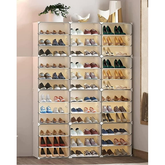 Portable Shoe Rack Organizer,72 Pair Transparent Plastic Shoe Racks,Clear Shoe Storage Organizer for Shoes Shelf Cabinet